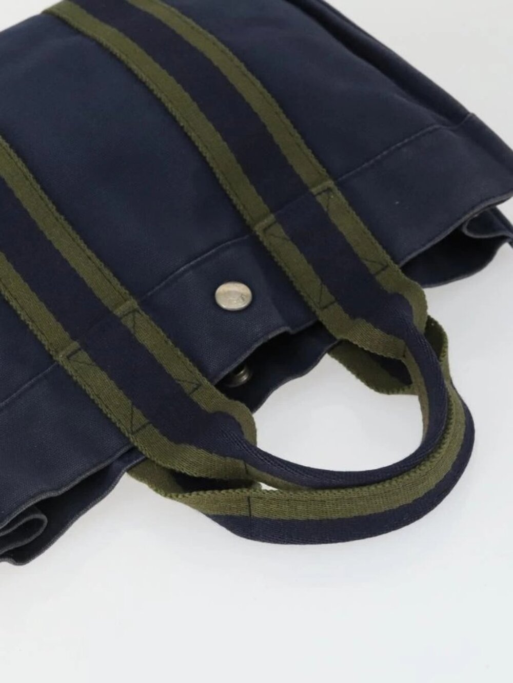 HERMES Fourre Tout Hand Bag Canvas 2 Set Gray Navy - Picture 6 of 16